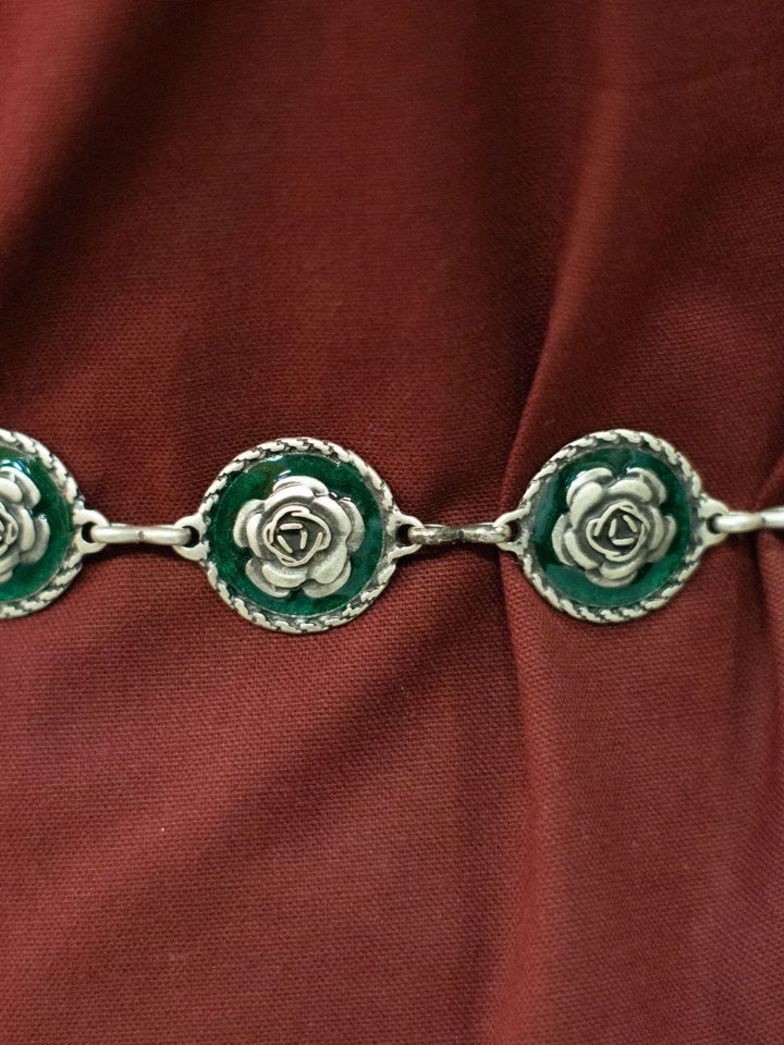 Kettengürtel mit Rosenmuster altsilber 3