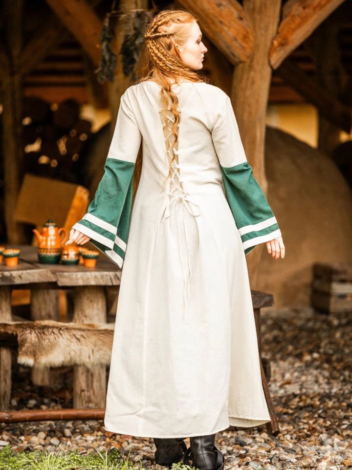 Mittelalterkleid Dorothea natur/grün M 3