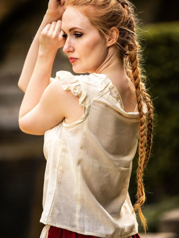 ärmellose Sommerbluse mit Schulterrüsche natur 3