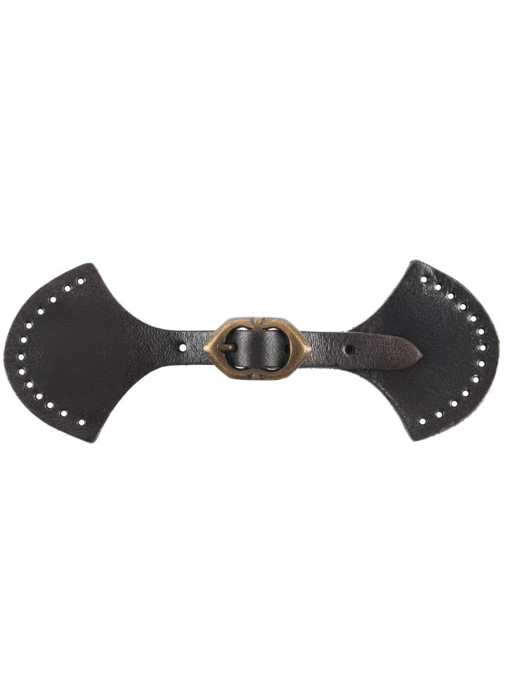 Mantelschließe aus Leder schwarz 3