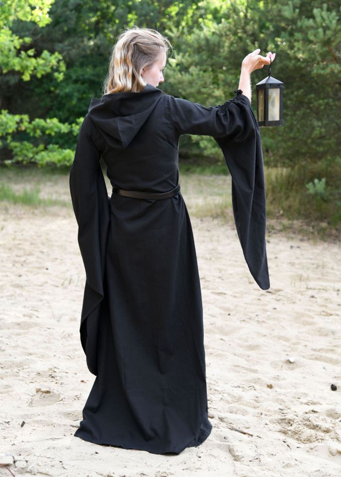 Mittelalterkleid Isra mit Kapuze schwarz XXL 4