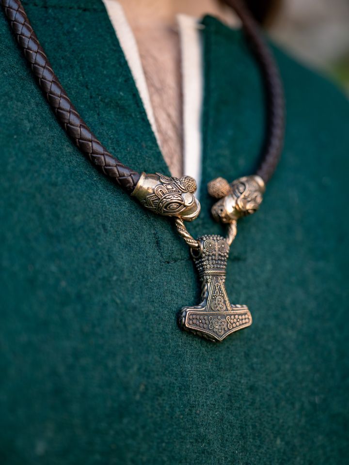 Ledercollier mit Thorshammer bronze 4