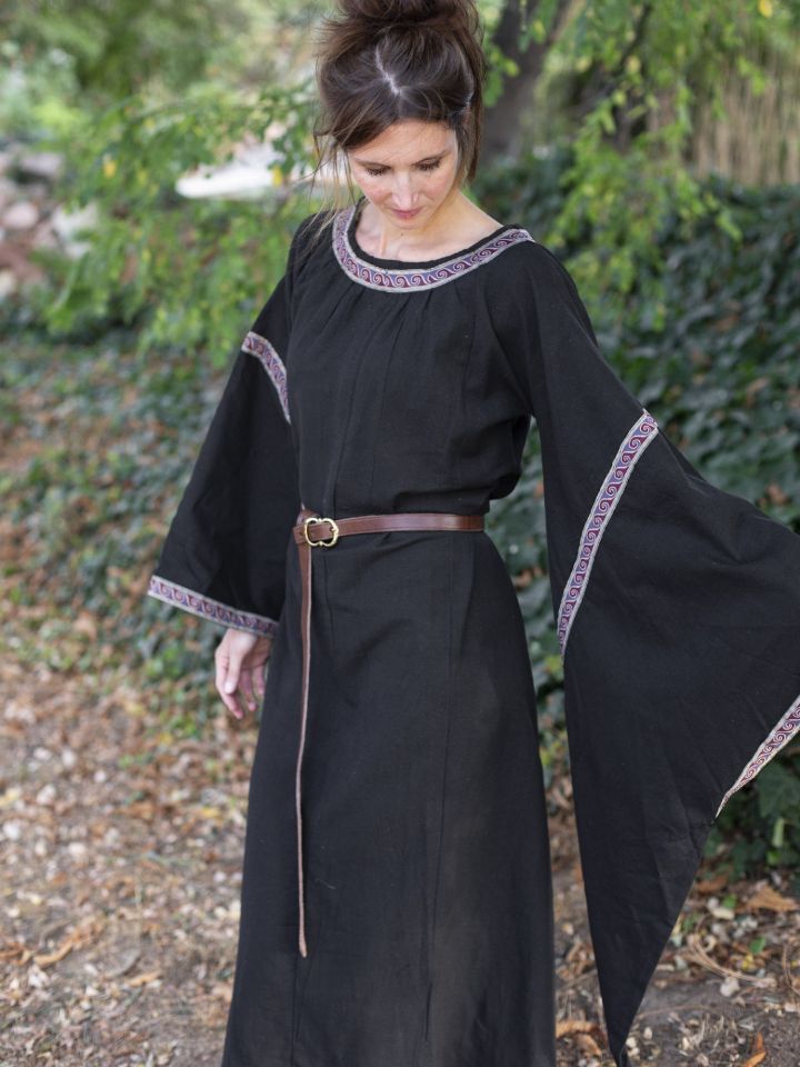 Mittelalterkleid mit Bordüre schwarz 3XL 4