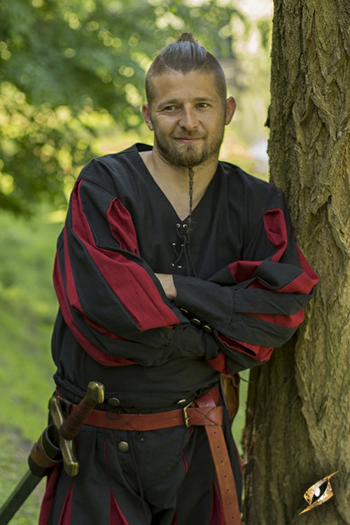 Hemd Landsknecht schwarz-rot M 4