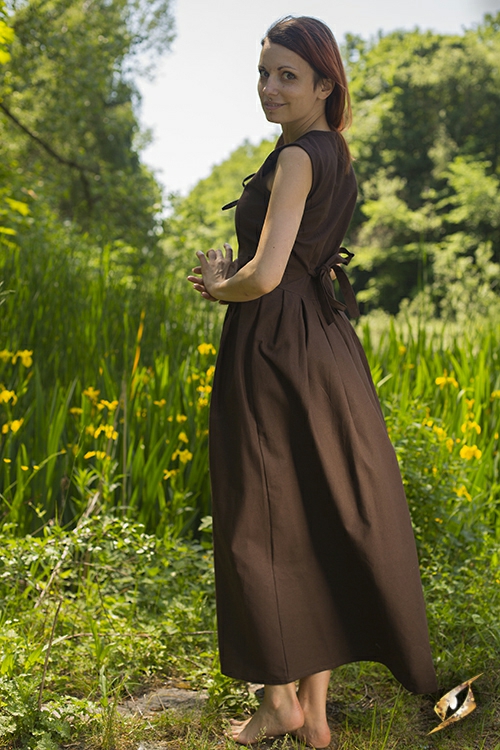 Schlichtes Schnürkleid dunkelbraun M 4