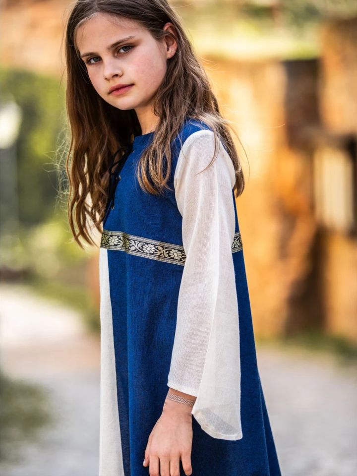 Kinderkleid "Piccolina" blau-natur 4