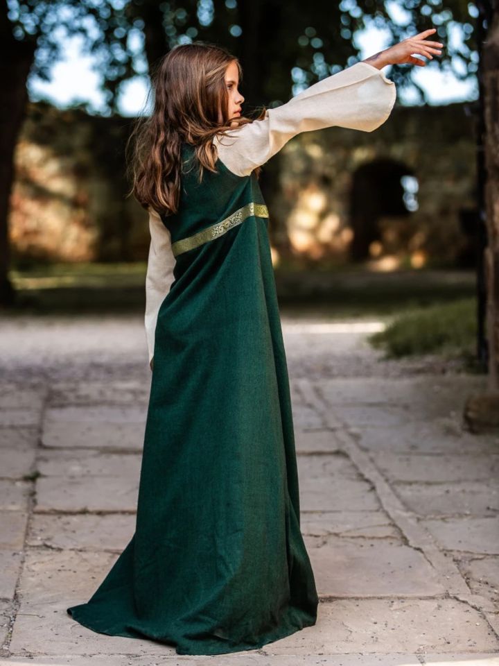 Kinderkleid "Piccolina" grün-natur 4