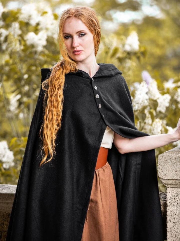 Cape mit Metallknöpfen schwarz 4