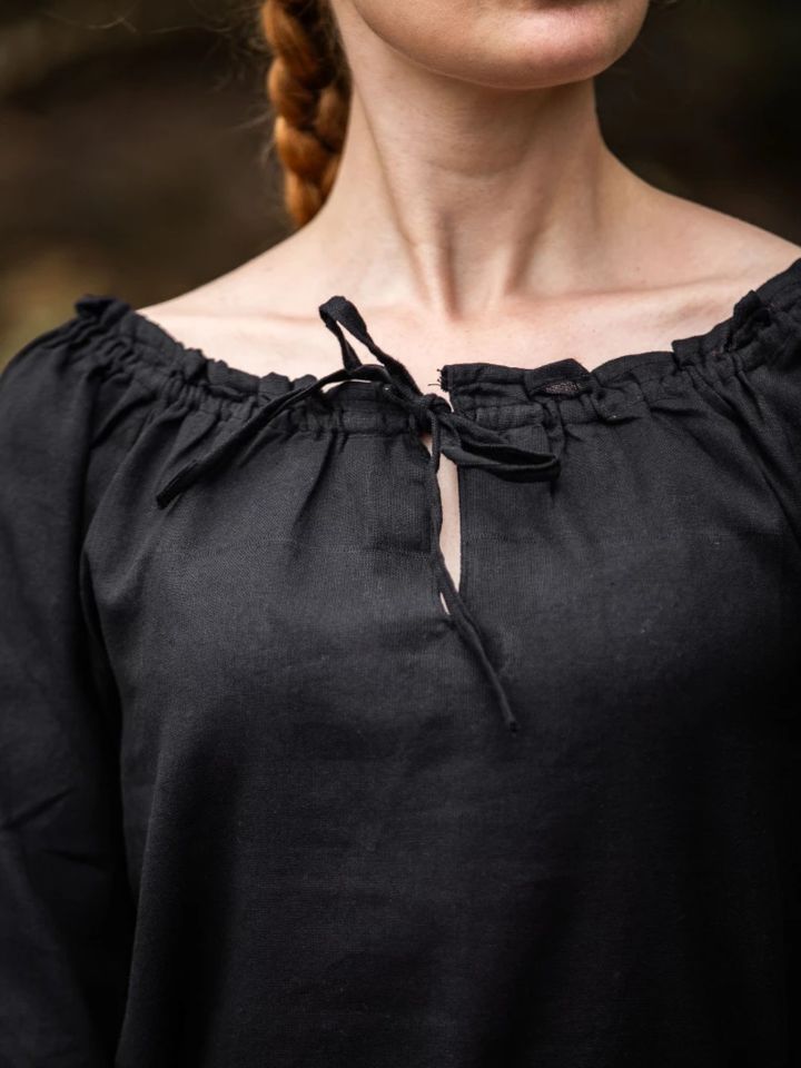 Bluse mit Schnürung schwarz M 4