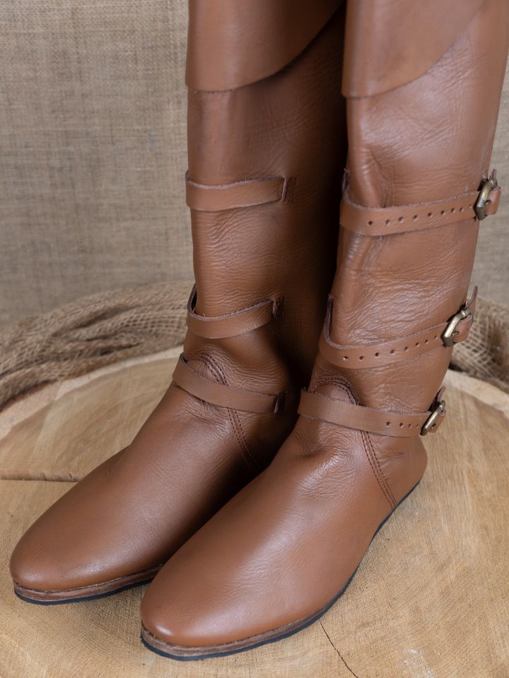 Mittelalterliche Stulpenstiefel braun mit Gummisohle 4