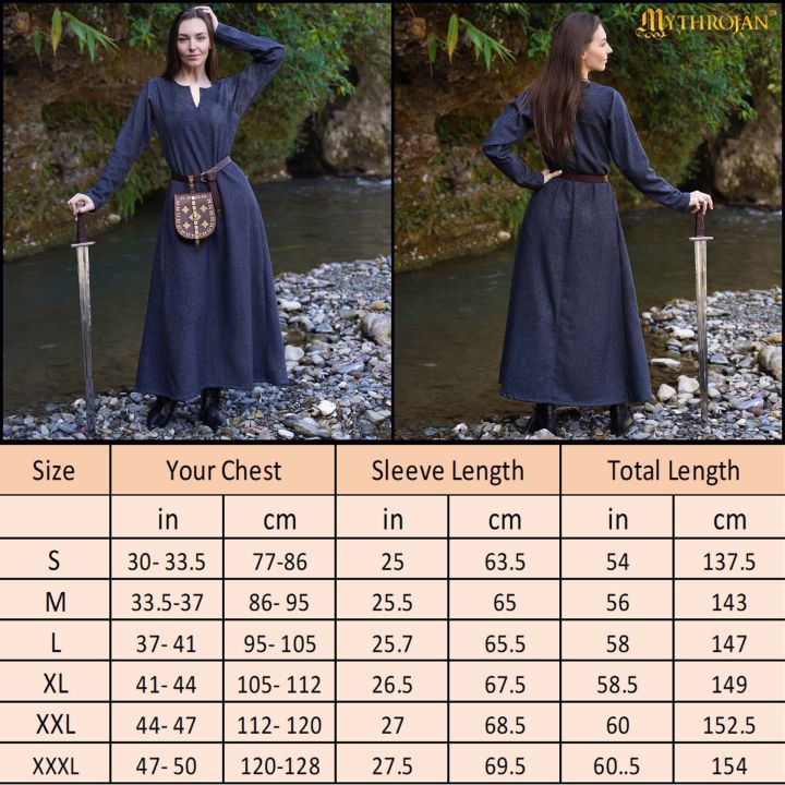 Wikinger-Wollkleid Astrid blau 5
