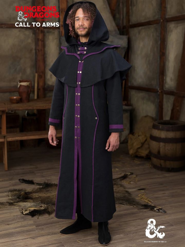 D&D Hexenmeister Kapuze mit Kragen schwarz-lila L 5