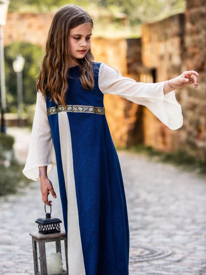 Kinderkleid "Piccolina" blau-natur 5