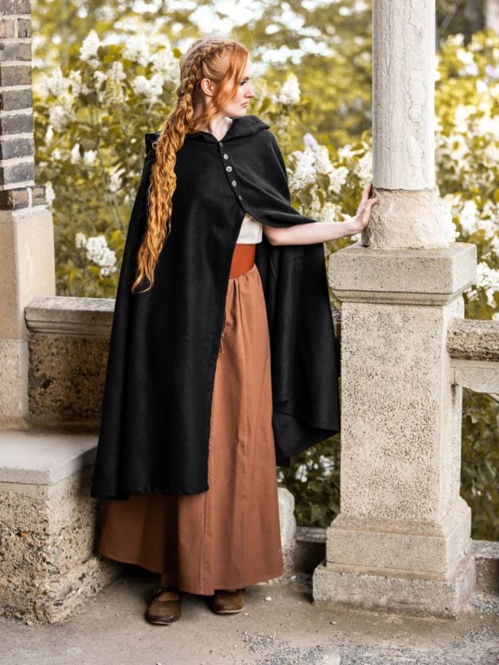 Cape mit Metallknöpfen schwarz 5