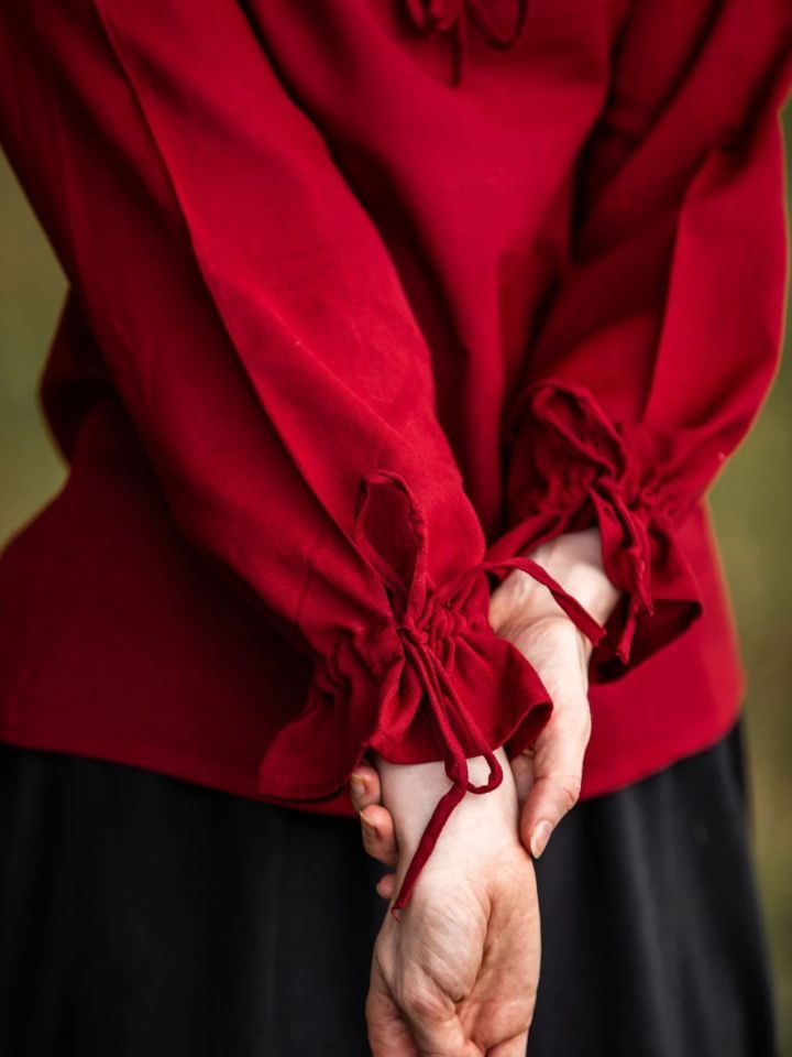Bluse mit Schnürung rot XL 5