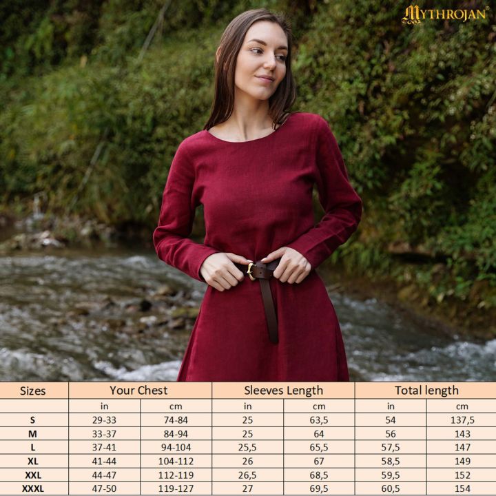 Wikingerkleid Helga aus Leinen weinrot 6