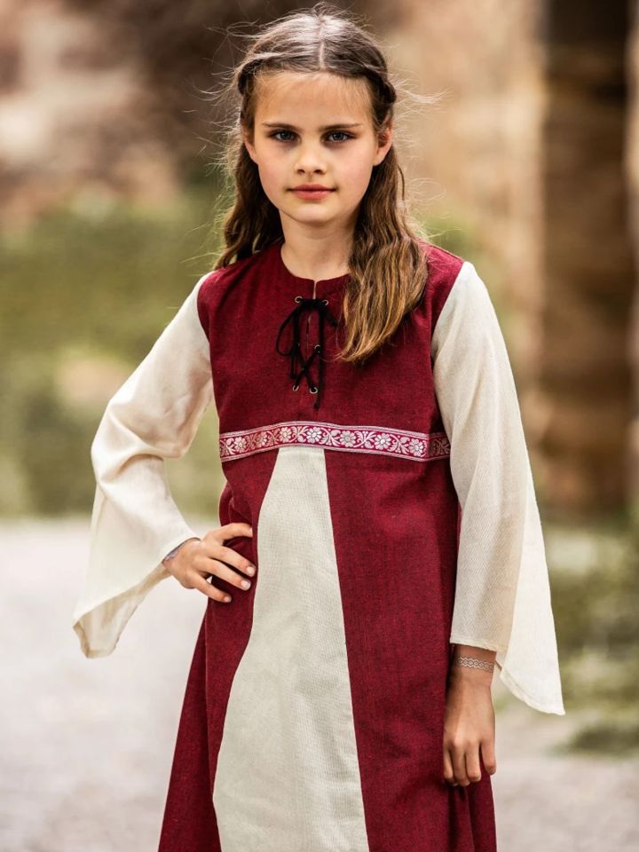 Kinderkleid "Piccolina" rot-natur 116 6