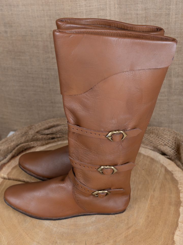 Mittelalterliche Stulpenstiefel braun mit Gummisohle 6
