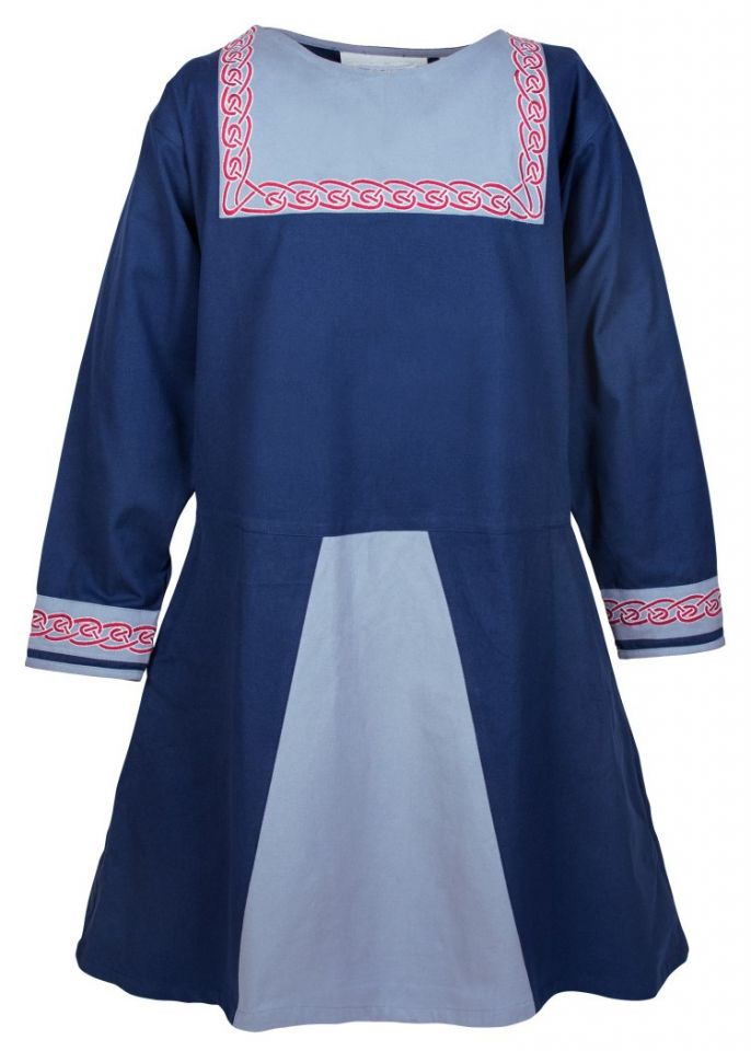 Wikingertunika mit Stickereien blau XXL 7