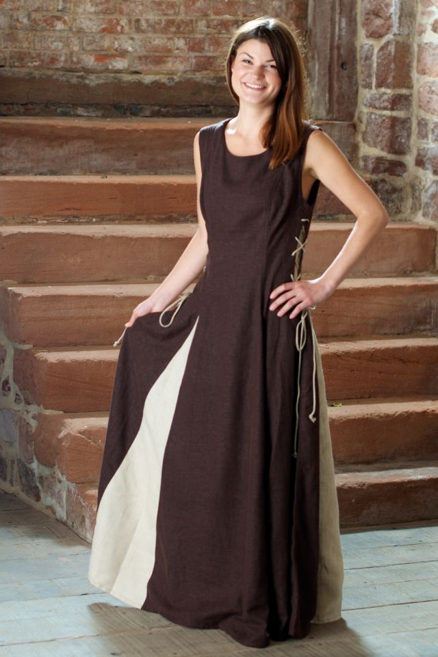 Ärmelloses Leinenkleid braun 6