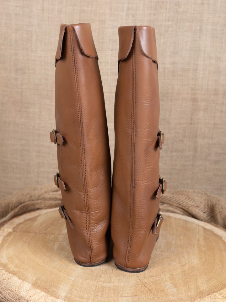 Mittelalterliche Stulpenstiefel braun mit Gummisohle 7