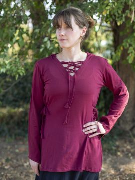 Bluse mit Zipfelkapuze bordeauxrot XS