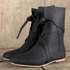 Wikingerstiefel mit Ledersohle schwarz 43
