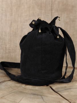 Umhängetasche (aus Samtstoff) schwarz