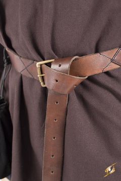 Langgürtel mit Ziernähten braun
